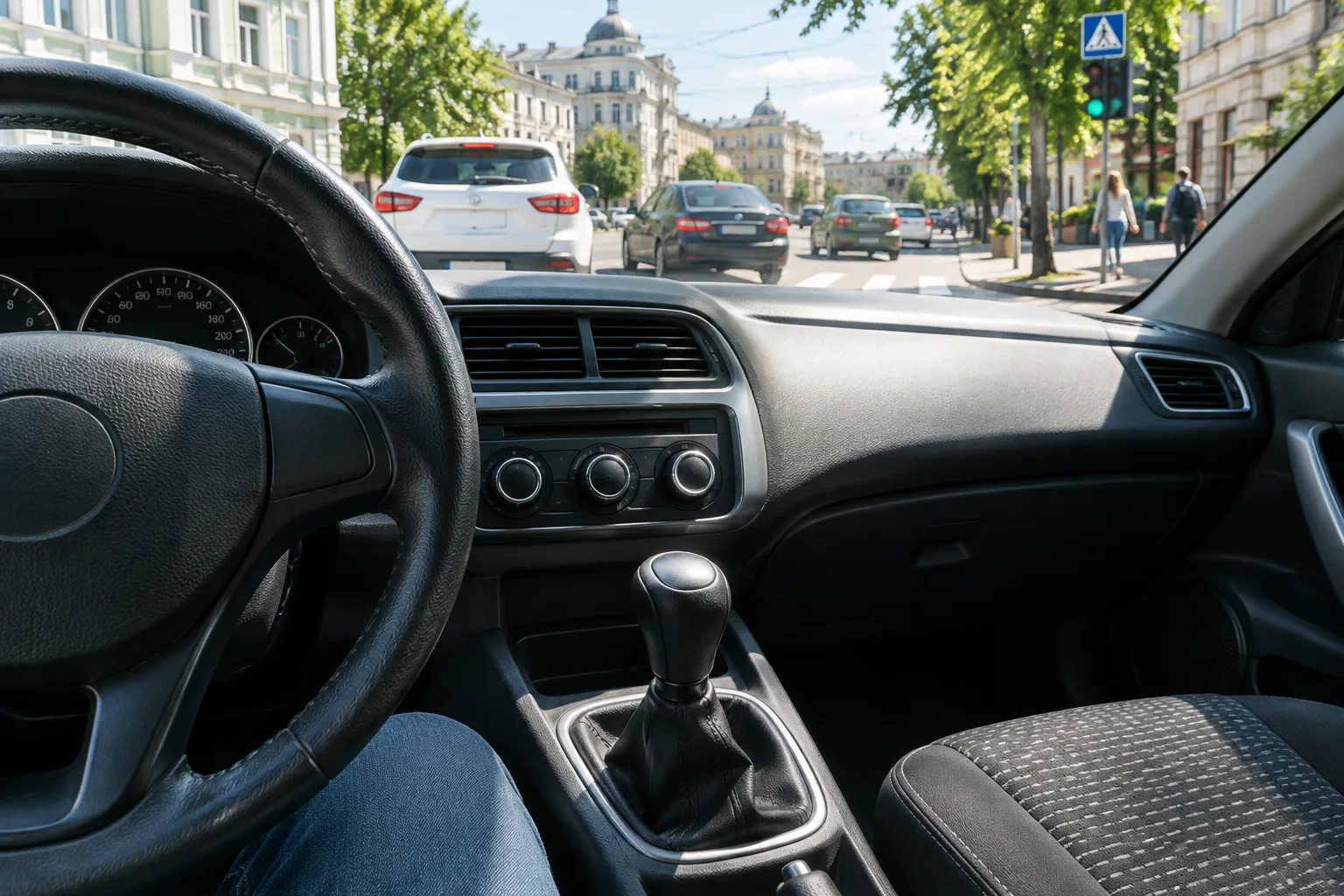 Салон нерухомого автомобіля з механічною коробкою передач